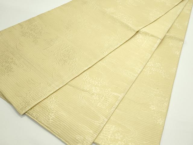 平和屋着物*夏物 全通柄 京袋帯 引き抜き帯 草花文 正絹 逸品 CABJ8855rv