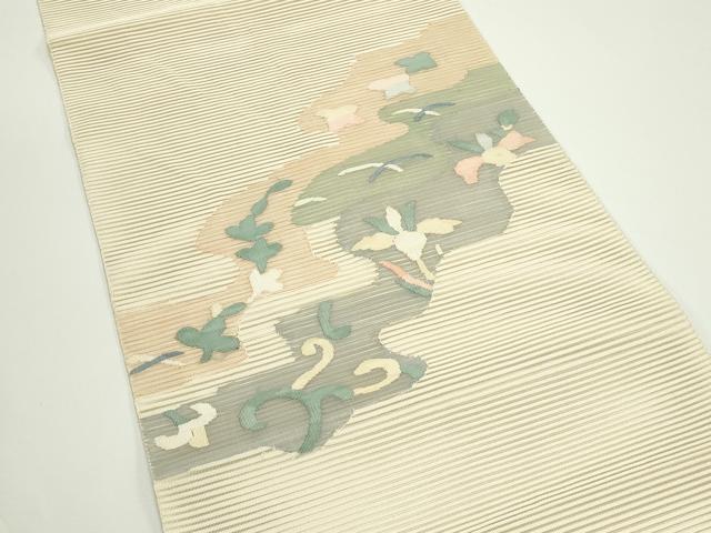 平和屋着物*夏物 八寸名古屋帯 絽綴れ 草花文 正絹 逸品 CABJ8871rv