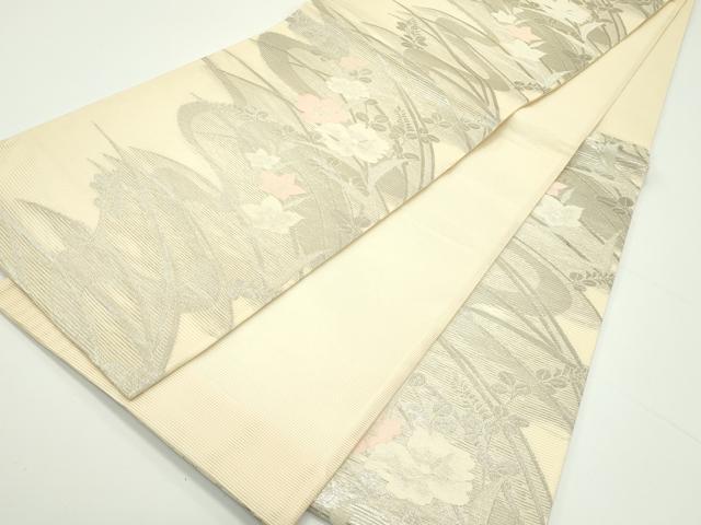 平和屋着物*夏物 六通柄袋帯 秋草文 銀糸 正絹 逸品 CABJ8882rv