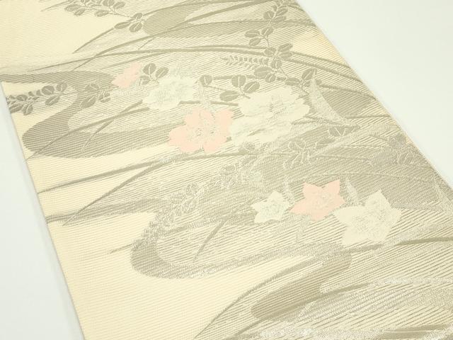 平和屋着物*夏物 六通柄袋帯 秋草文 銀糸 正絹 逸品 CABJ8882rv