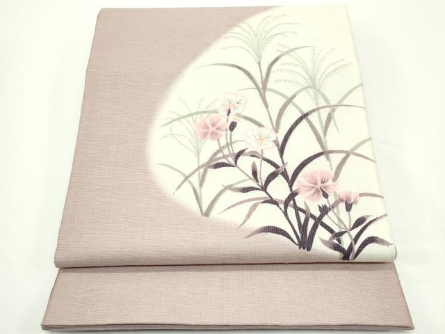 平和屋着物*夏物 太鼓柄袋帯 手描き 草花文 金銀彩 正絹 逸品 CABJ8968rv