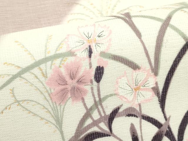 平和屋着物*夏物 太鼓柄袋帯 手描き 草花文 金銀彩 正絹 逸品 CABJ8968rv