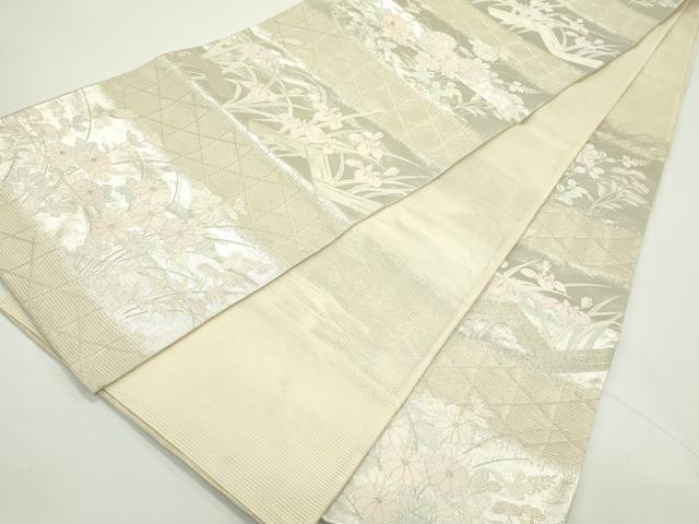 平和屋着物*夏物 六通柄袋帯 秋草文 銀糸 正絹 逸品 CABJ8970rv