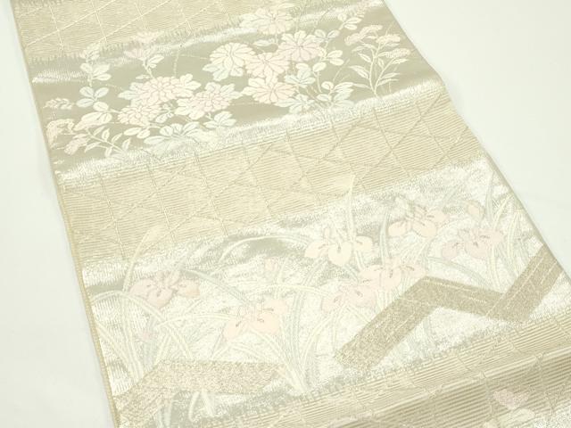 平和屋着物*夏物 六通柄袋帯 秋草文 銀糸 正絹 逸品 CABJ8970rv