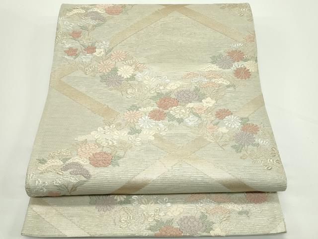 平和屋着物*夏物 六通柄袋帯 唐織 竜田川 秋草文 金銀糸 正絹 逸品 CABJ8976rv