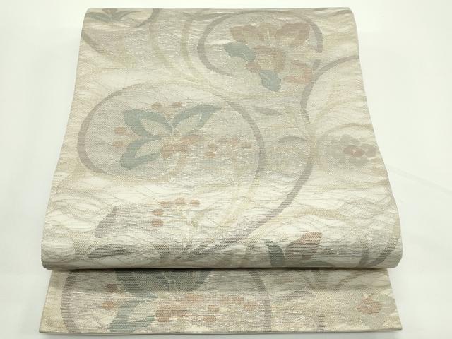 平和屋着物*夏物 六通柄袋帯 草花文 金糸 正絹 逸品 CABJ8977rv