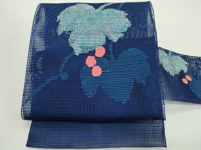 平和屋着物*夏物 八寸名古屋帯 羅 蔦の葉文 正絹 逸品 未使用 CABJ8983rv