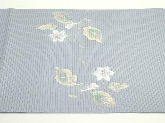 平和屋着物*夏物 絽塩瀬 九寸開き名古屋帯 手描き 草花文 金銀彩 正絹 逸品 CABJ8988rv