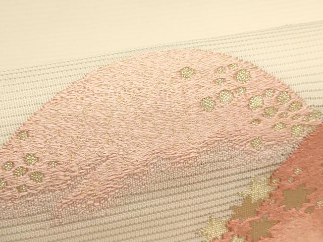 平和屋着物*夏物 九寸名古屋帯 刺繍 遠山文 金糸 正絹 逸品 未使用 CABJ8989rv
