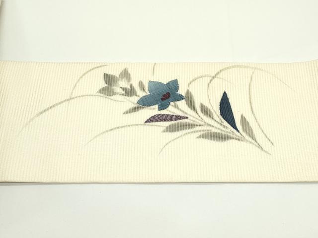 平和屋着物*夏物 九寸名古屋帯 パッチワーク 手描き 桔梗 正絹 逸品 CABJ8992rv
