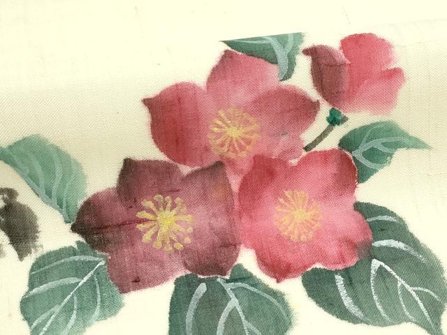平和屋着物*夏物 九寸名古屋帯 手描き 紬地 枝花文 正絹 逸品 CABJ8995rv