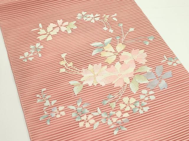 平和屋着物*夏物 八寸名古屋帯 絽綴れ 草花文 正絹 逸品 CABJ9001rv