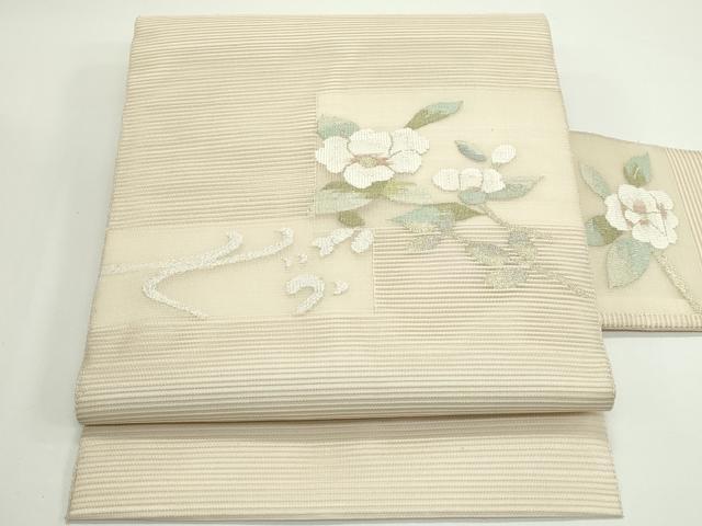 平和屋着物*夏物 八寸名古屋帯 絽綴れ 枝花文 金銀糸 正絹 逸品 CABJ9002rv