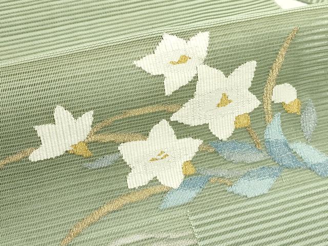 平和屋着物*夏物 八寸名古屋帯 絽綴れ 流水桔梗文 金銀糸 正絹 逸品 CABJ9007rv