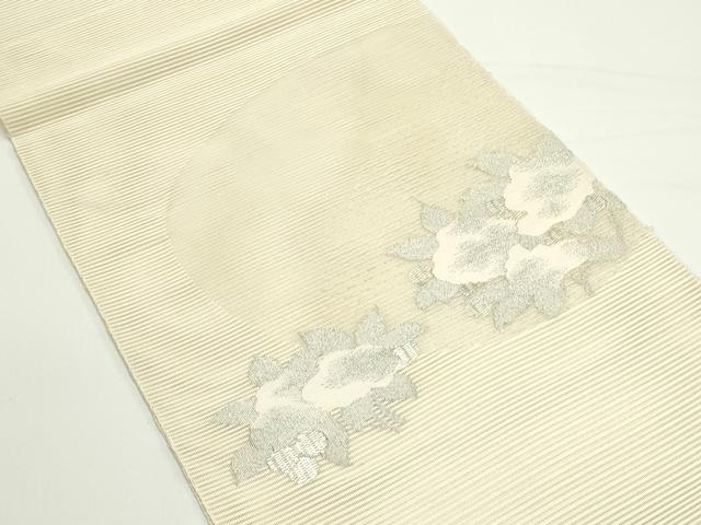 平和屋着物*夏物 八寸名古屋帯 絽綴れ 草花文 銀糸 正絹 逸品 CABJ9008rv