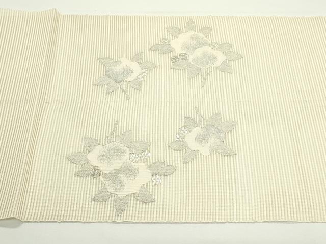 平和屋着物*夏物 八寸名古屋帯 絽綴れ 草花文 銀糸 正絹 逸品 CABJ9008rv