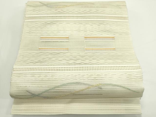 平和屋着物*夏物 八寸名古屋帯 絽綴れ 横段文 金銀糸 正絹 逸品 CABJ9010rv