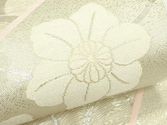 平和屋着物*夏物 六通柄袋帯 草花文 銀糸 正絹 逸品 CABJ9016rv