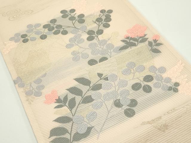平和屋着物*夏物 西陣 川島織物 六通柄袋帯 唐織 扇面秋草文 金糸 未使用 CABJ9024rv