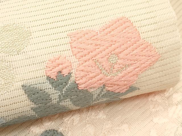 平和屋着物*夏物 西陣 川島織物 六通柄袋帯 唐織 扇面秋草文 金糸 未使用 CABJ9024rv
