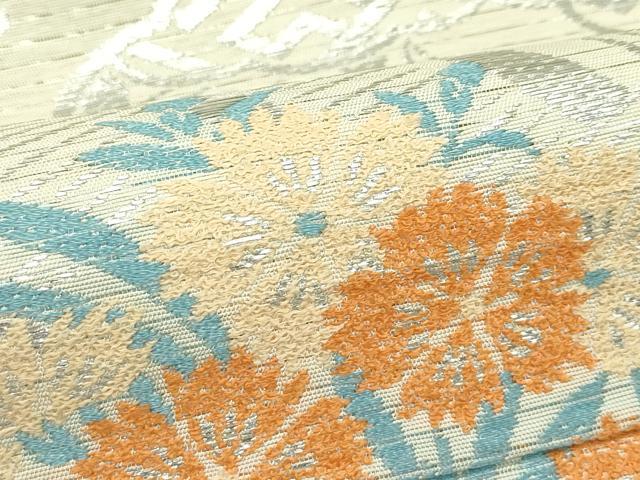 平和屋着物*夏物 アンティーク 大正ロマン 丸帯 引き抜き帯 唐織 雪輪秋草文 銀糸 正絹 逸品 CABJ9025rv