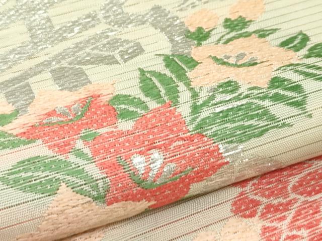 平和屋着物*夏物 アンティーク 大正ロマン 丸帯 引き抜き帯 唐織 雪輪秋草文 銀糸 正絹 逸品 CABJ9025rv