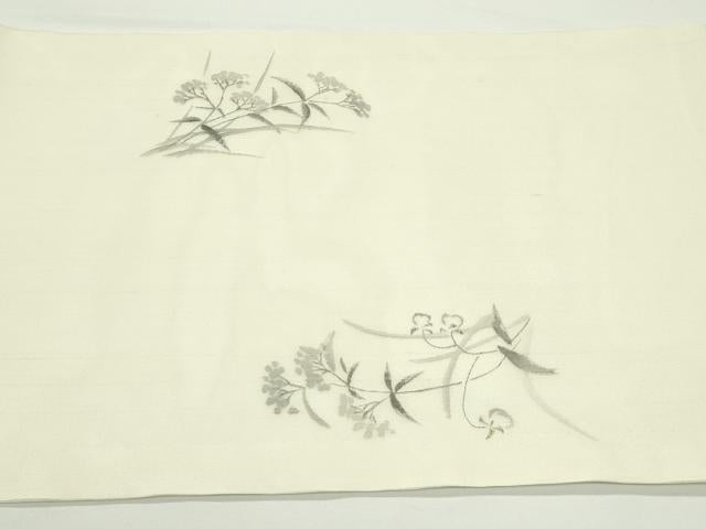 平和屋着物*夏物 九寸開き名古屋帯 作家物 手描き 草花文 正絹 逸品 未使用 CABJ9029rv