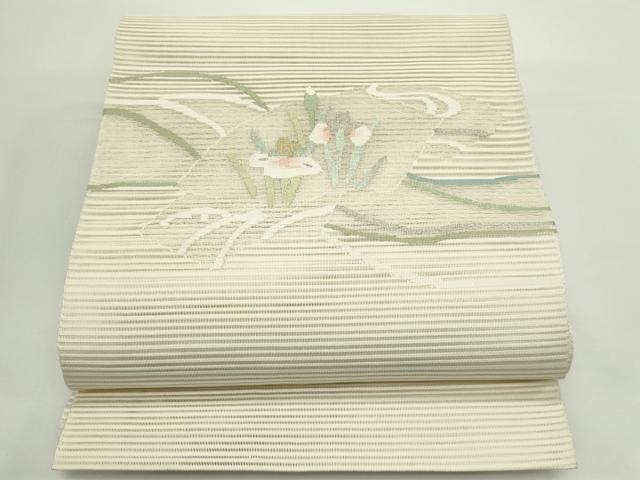 平和屋着物*夏物 八寸名古屋帯 絽綴れ 地紙草花文 金銀糸 正絹 逸品 未使用 CABJ9036rv