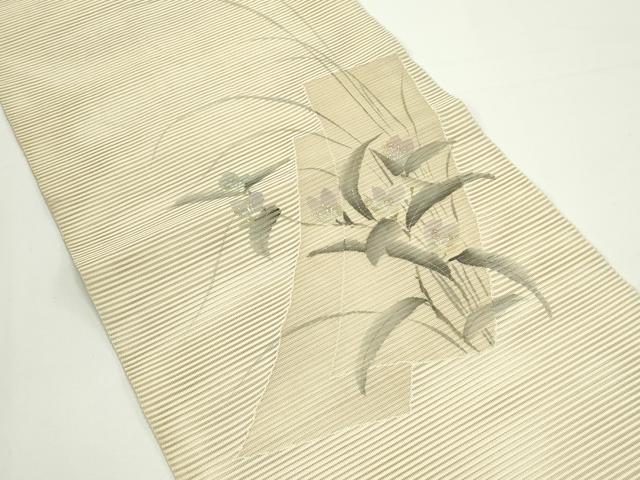 平和屋着物*夏物 八寸名古屋帯 絽綴れ 作家物 手描き 短冊草花文 金彩 正絹 逸品 CABJ9037rv