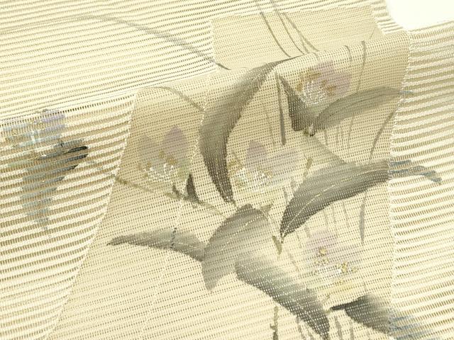 平和屋着物*夏物 八寸名古屋帯 絽綴れ 作家物 手描き 短冊草花文 金彩 正絹 逸品 CABJ9037rv