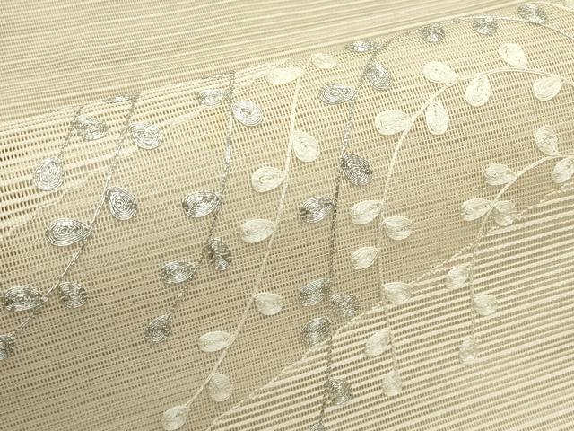 平和屋着物*夏物 八寸名古屋帯 絽綴れ 駒刺繍 萩 銀糸 正絹 逸品 CABJ9042rv