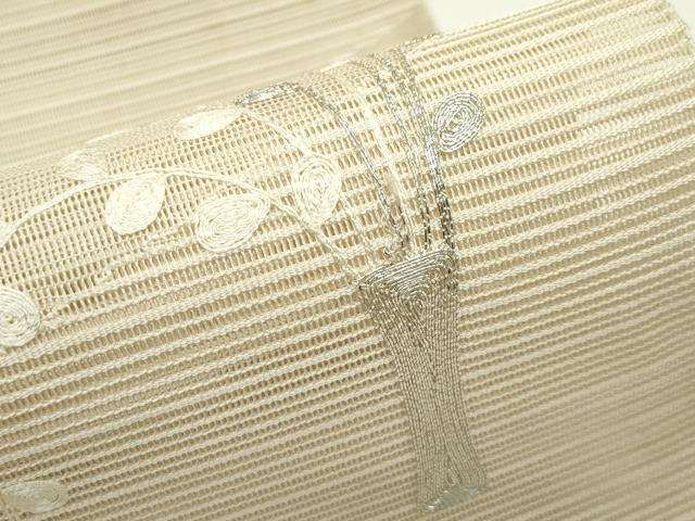 平和屋着物*夏物 八寸名古屋帯 絽綴れ 駒刺繍 萩 銀糸 正絹 逸品 CABJ9042rv