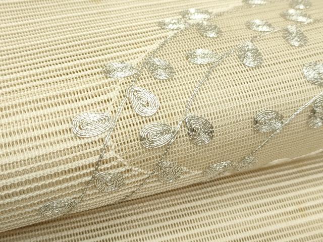 平和屋着物*夏物 八寸名古屋帯 絽綴れ 駒刺繍 萩 銀糸 正絹 逸品 CABJ9042rv