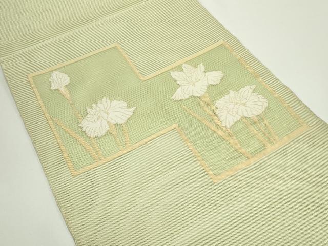 平和屋着物*夏物 八寸名古屋帯 絽綴れ 草花文 金糸 正絹 逸品 CABJ9045rv