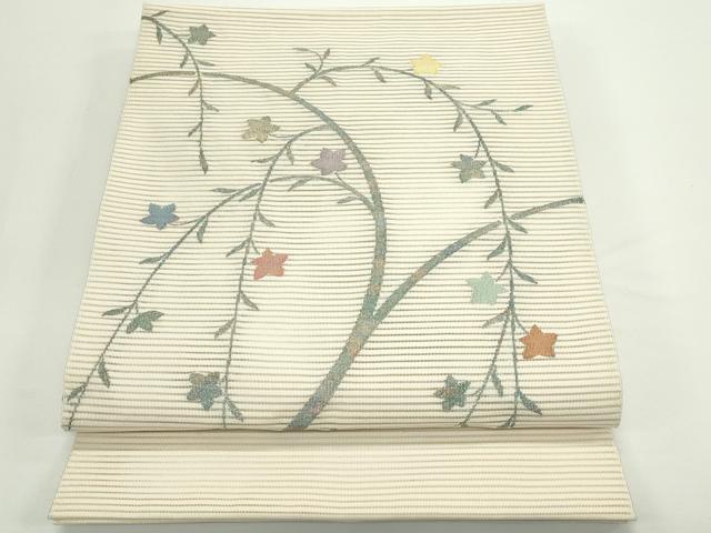 平和屋着物*夏物 八寸名古屋帯 絽綴れ 草花文 金銀糸 正絹 逸品 CABJ9047rv
