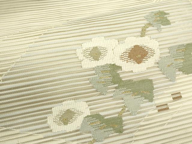 平和屋着物*夏物 八寸名古屋帯 絽綴れ 地紙重ね草花文 金銀糸 正絹 逸品 CABJ9049rv