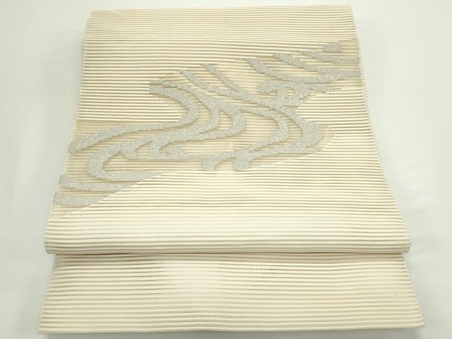 平和屋着物*夏物 八寸名古屋帯 絽綴れ 流水文 銀糸 正絹 逸品 CABJ9050rv