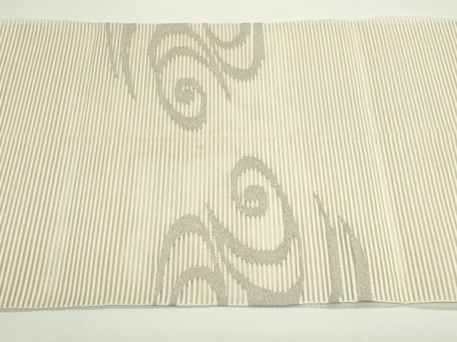 平和屋着物*夏物 八寸名古屋帯 絽綴れ 流水文 銀糸 正絹 逸品 CABJ9050rv