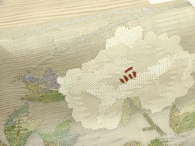 平和屋着物*夏物 八寸名古屋帯 絽綴れ 草花文 金銀糸 正絹 逸品 CABJ9054rv