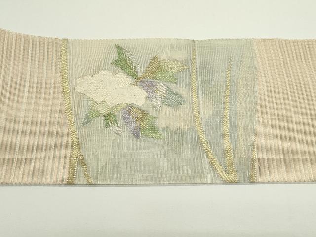 平和屋着物*夏物 八寸名古屋帯 絽綴れ 草花文 金銀糸 正絹 逸品 CABJ9054rv