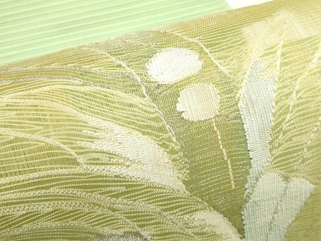 平和屋着物*夏物 八寸名古屋帯 絽綴れ 草花文 銀糸 正絹 逸品 CABJ9055rv