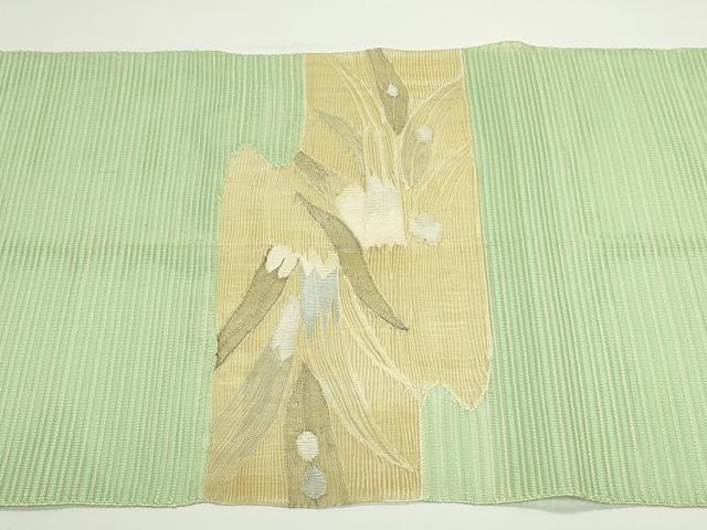 平和屋着物*夏物 八寸名古屋帯 絽綴れ 草花文 銀糸 正絹 逸品 CABJ9055rv