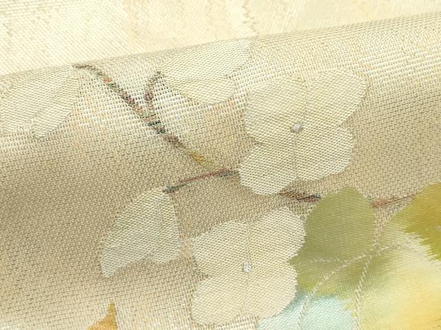 平和屋着物*夏物 九寸名古屋帯 枝花文 金銀糸 正絹 逸品 未使用 CABJ9097rv