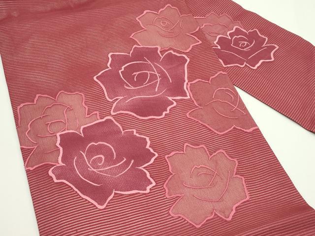 平和屋着物*夏物 九寸名古屋帯 刺繍 薔薇 正絹 逸品 CABJ9101rv