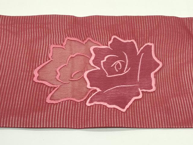 平和屋着物*夏物 九寸名古屋帯 刺繍 薔薇 正絹 逸品 CABJ9101rv