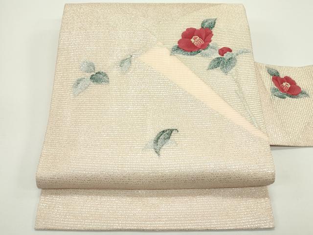 平和屋着物*夏物 九寸名古屋帯 枝牡丹 金銀糸 正絹 逸品 CABJ9102rv