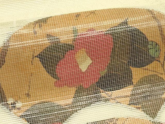 平和屋着物*夏物 九寸名古屋帯 地紙枝花文 銀糸 正絹 逸品 未使用 CABJ9107rv