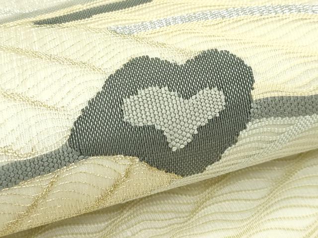 平和屋着物*夏物 太鼓柄袋帯 すくい織 抽象文 金銀糸 正絹 逸品 未使用 CABJ9113rv
