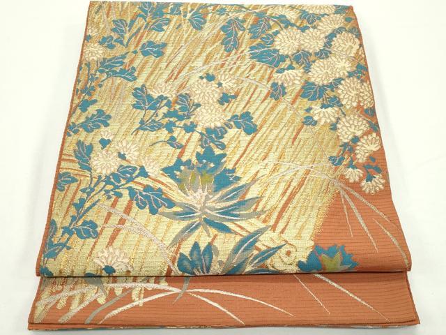 平和屋着物*夏物 アンティーク 大正ロマン 全通柄 京袋帯 本袋帯 草花文 金銀糸 正絹 逸品 CABJ9119rv