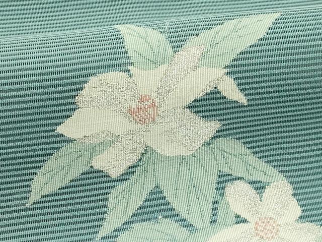 平和屋着物*夏物 八寸名古屋帯 絽綴れ 草花文 銀糸 正絹 逸品 CABJ9123rv